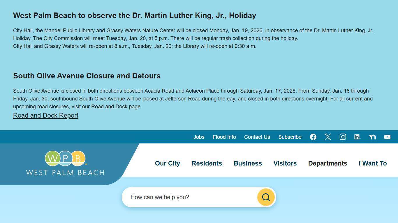 Records Department City of West Palm Beach